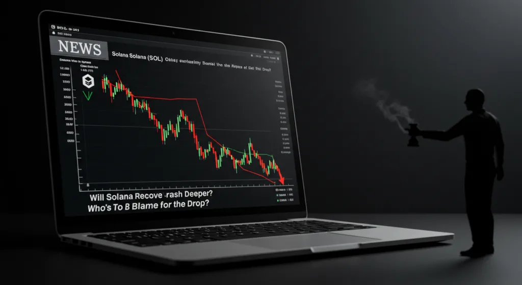 A line graph illustrating the sharp drop in Solana price, highlighting key points of decline